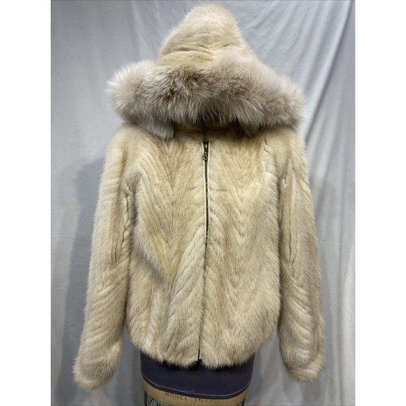pearl mink tails jacket bomber zipper (46232)